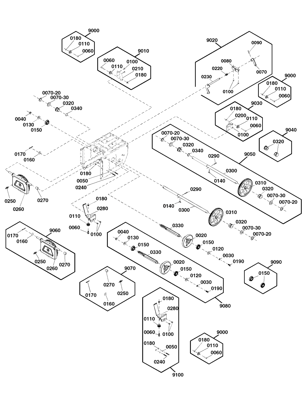 Traction Drive Group Diagram and Parts List for S1224 (1697355-01)(2020) Briggs and Stratton Snow Blower